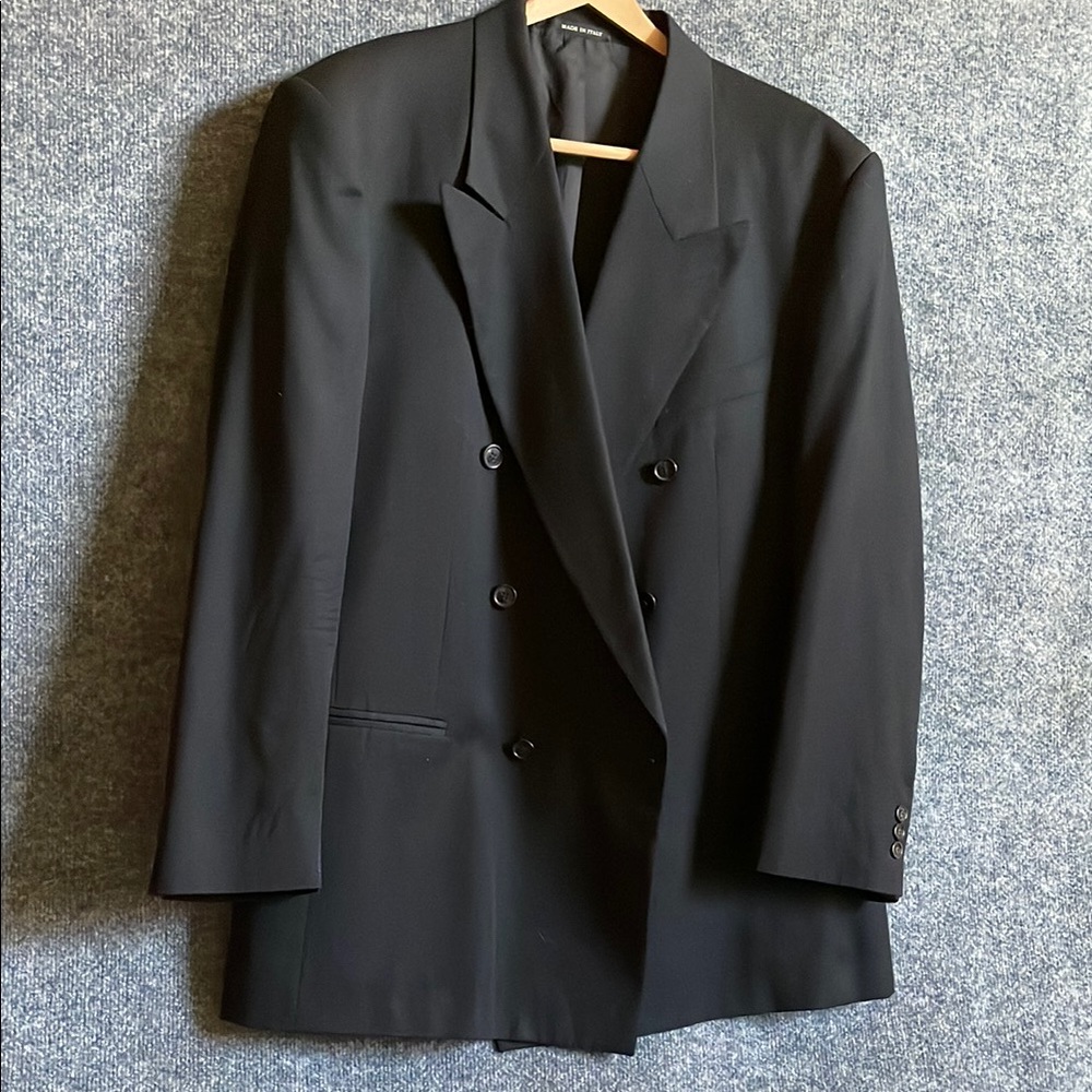 VIto Rufalo  Black Italian Double Breasted 100% Italian wool Blazer 48R